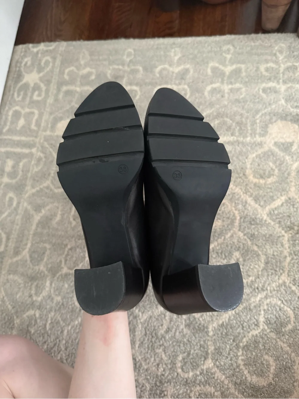 Black Leather Platform Pump